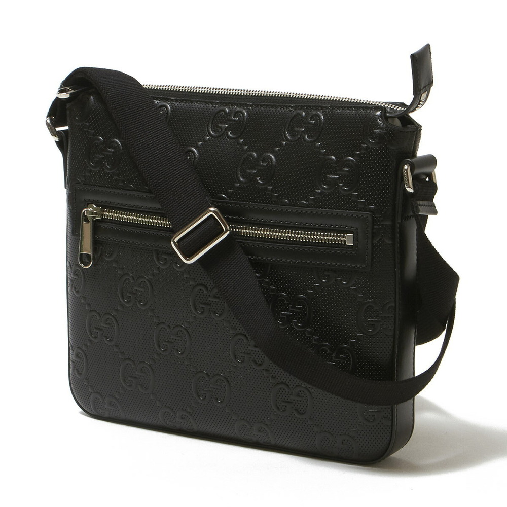 Gucci Black Crossbody Messenger Bag GG Emboss